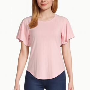 Halogen Women’s Pink Flutter Sleeve Blouse - Size XS NWT Soft Lightweight Top